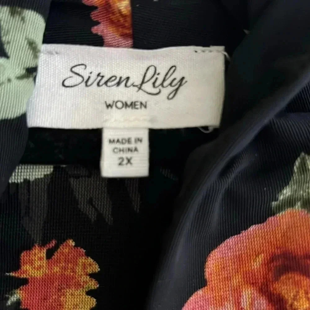 Siren Lily floral long beach plus size coverup cardigan size 2X - Picture 5 of 7